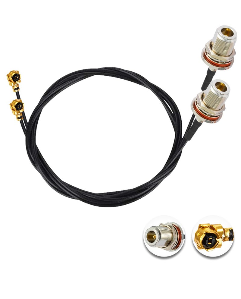 POBADY 2PCS U.F.L1 to N Type Female Low Loss Coaxial Cable 20" /50CM U.F.L1 1.13mm Mini-Coaxial Pigtail Cable for Wireless Routers Mini PCIE Network Cards PCI Wi-Fi WAN Repeater - Image 1